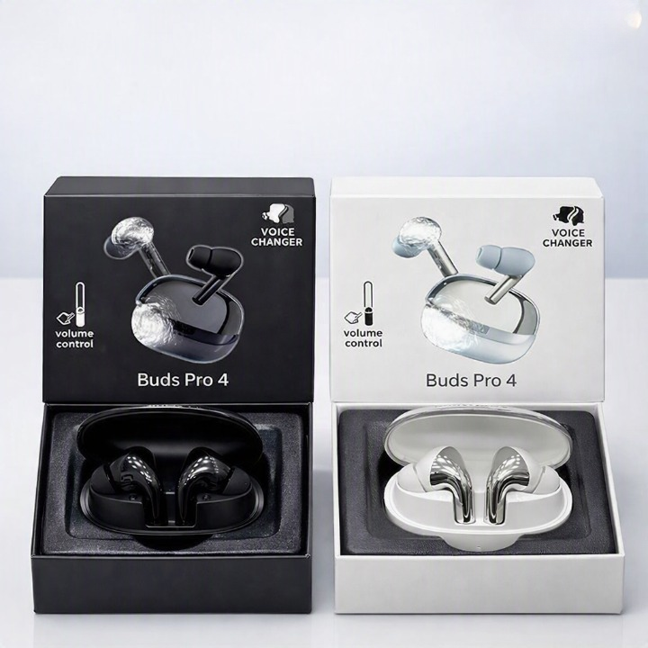 Buds Pro 4 Wireless Bluetooth Earbuds with Volume Control & Voice Changer – Random Color