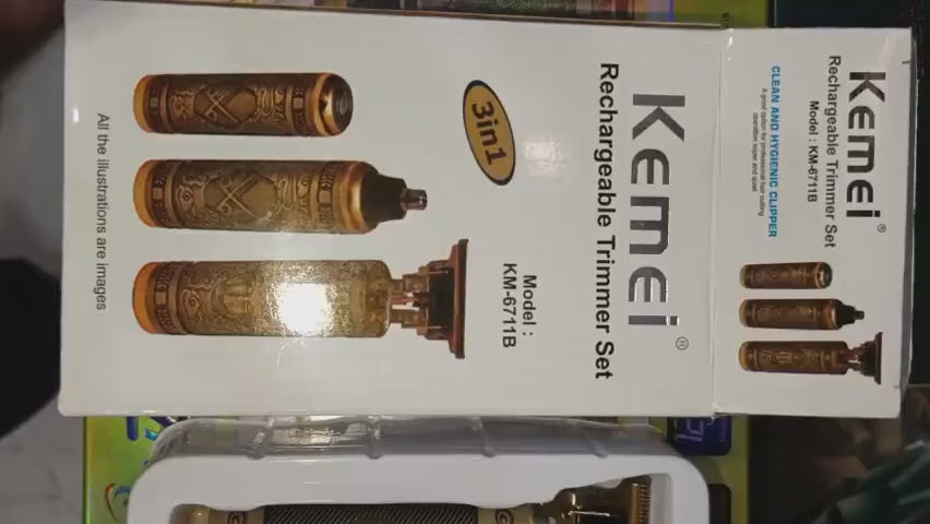 Kemei Km-6711B 3-In-1 Rechargeable Trimmer Set
